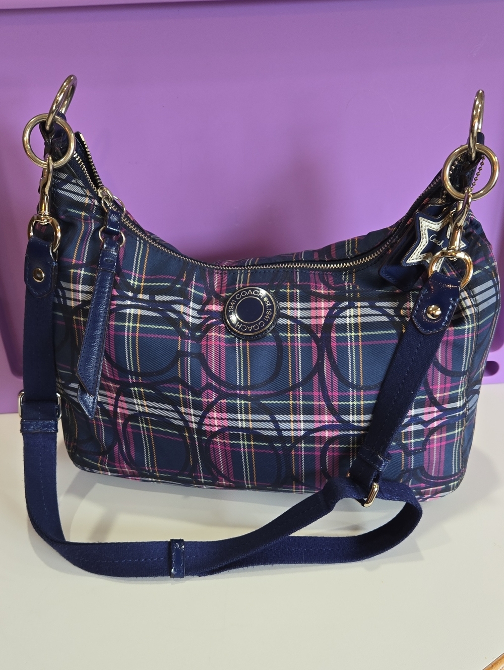 Coach Ashley Tartan Plaid Hobo Bag 2012